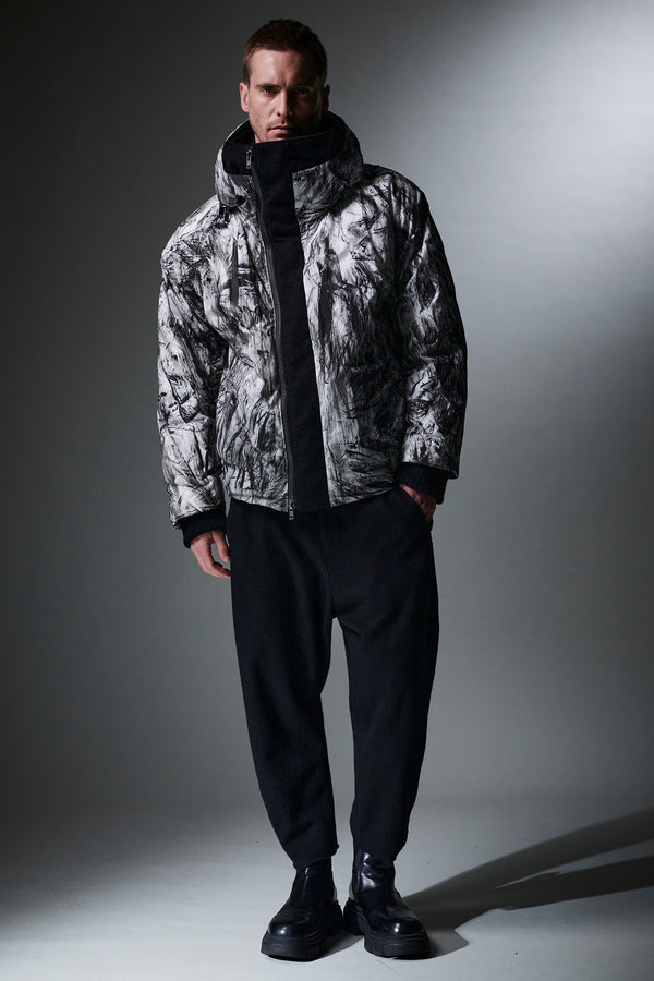 Printed nylon padded jacket. zip opening hidden by virgin wool inserts | 1013.CFUTRYP250W.U200