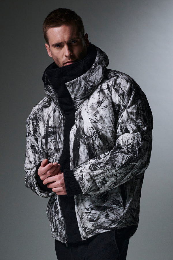 Printed nylon padded jacket. zip opening hidden by virgin wool inserts | 1013.CFUTRYP250W.U200